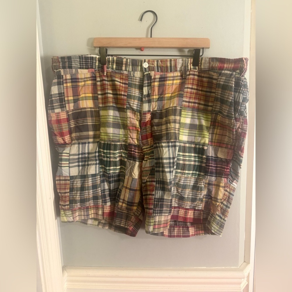Men’s Madras Patchwork Plaid Shorts Size 48 Preppy Coastal Vintage Y2K